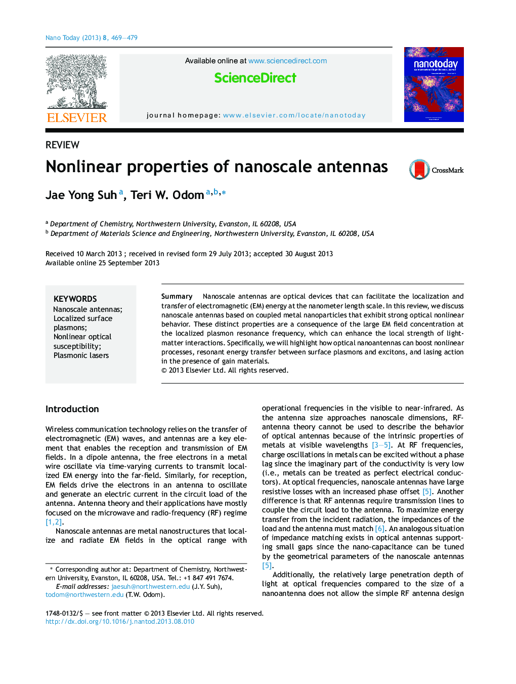 Nonlinear properties of nanoscale antennas