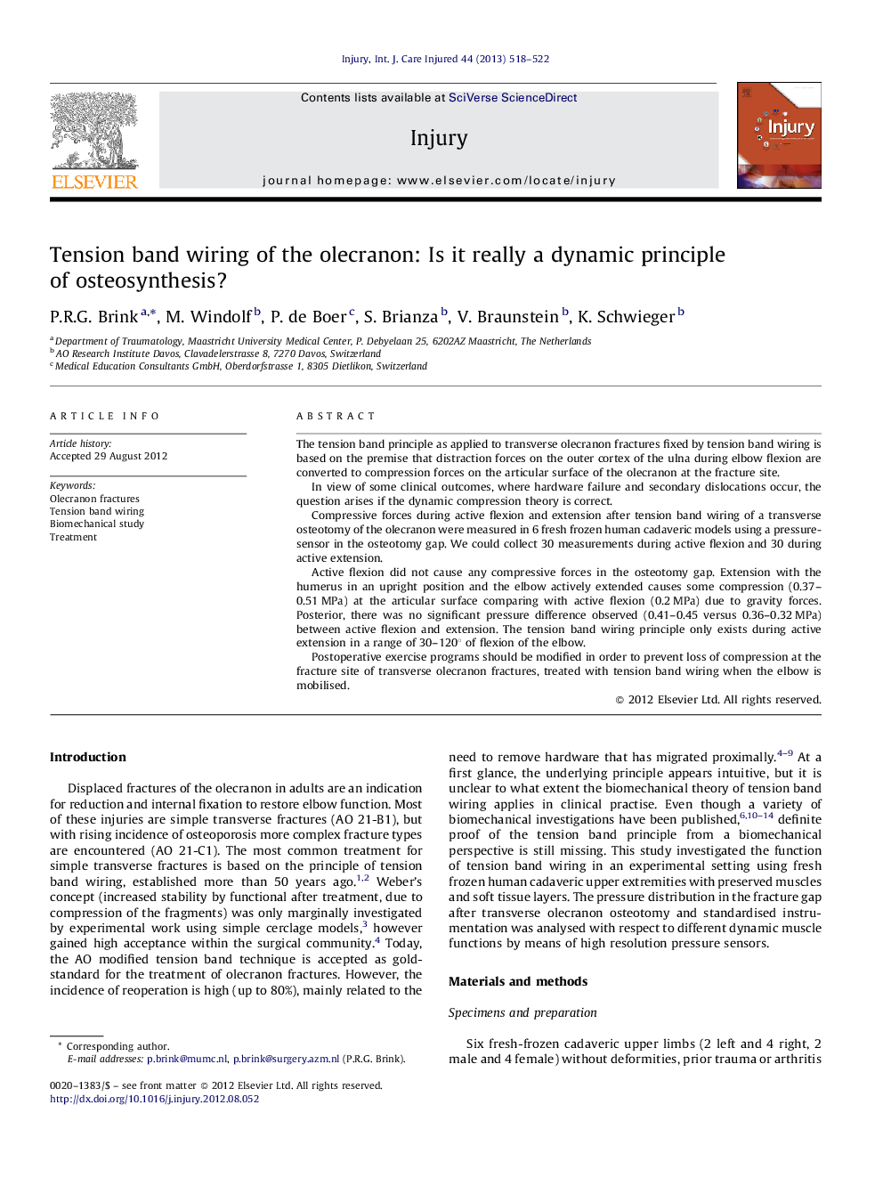 Tension band wiring of the olecranon: Is it really a dynamic principle of osteosynthesis?