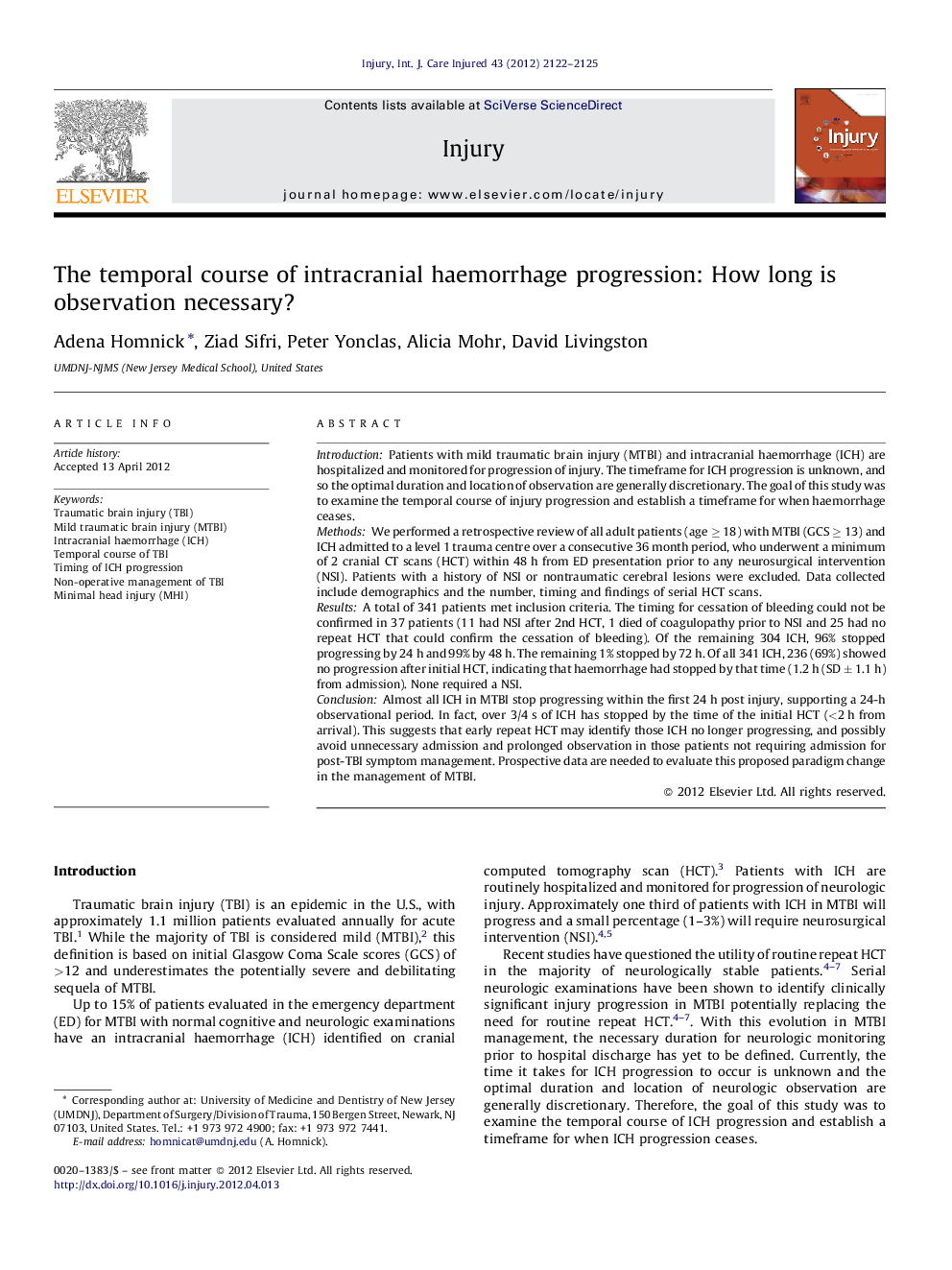 The temporal course of intracranial haemorrhage progression: How long is observation necessary?