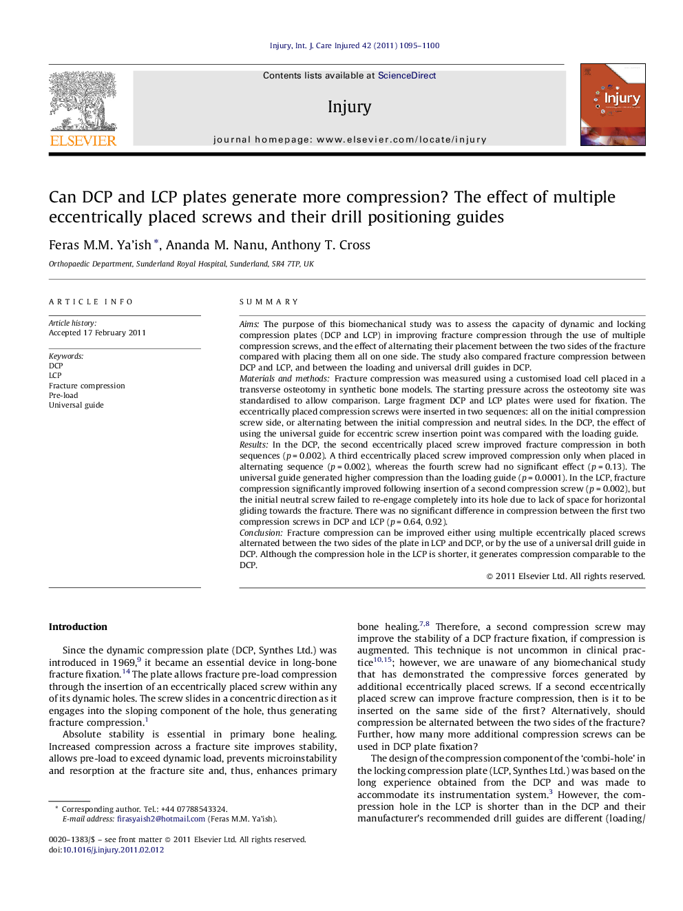 Can DCP and LCP plates generate more compression? The effect of multiple eccentrically placed screws and their drill positioning guides