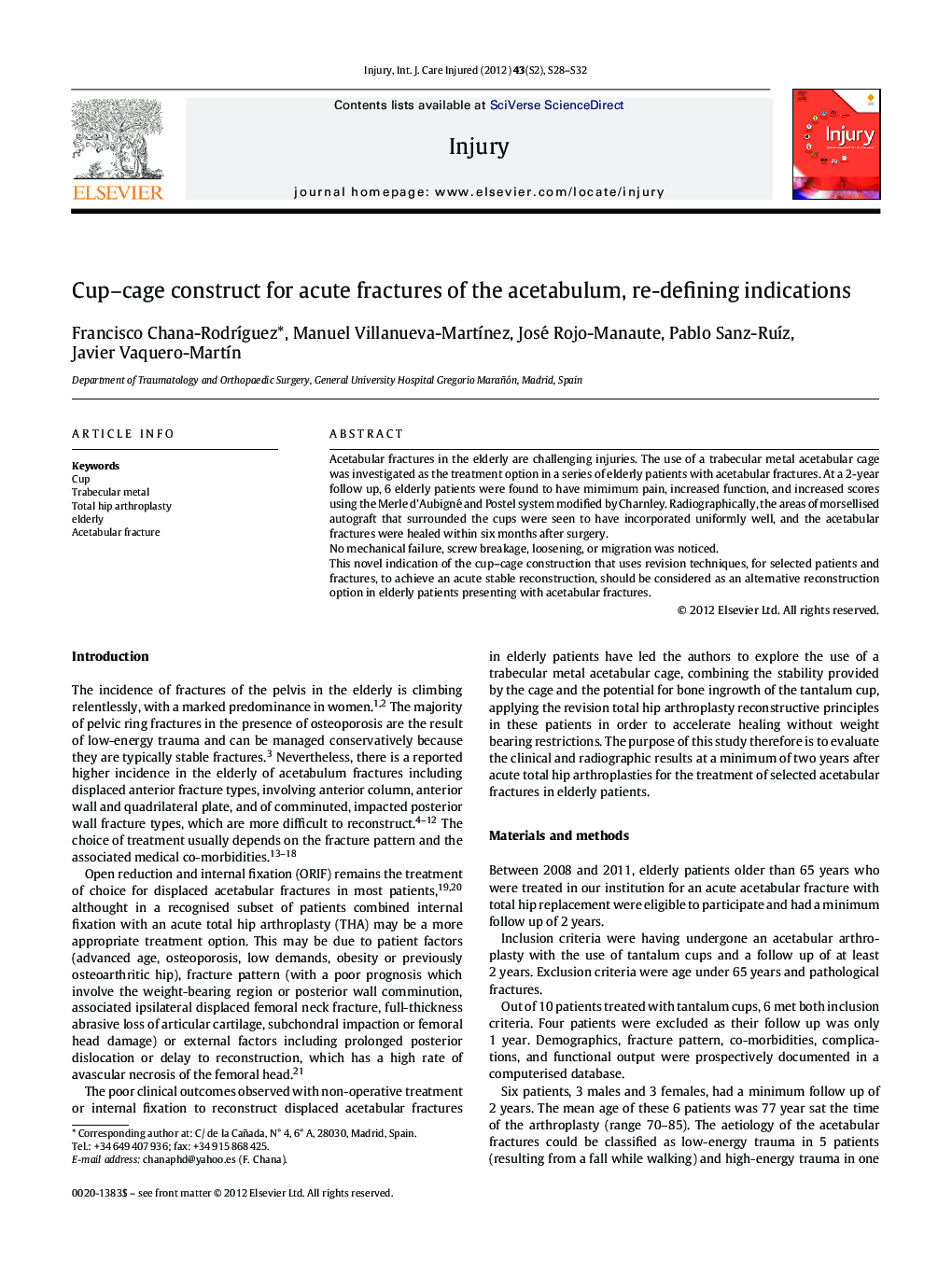 Cup–cage construct for acute fractures of the acetabulum, re-defining indications