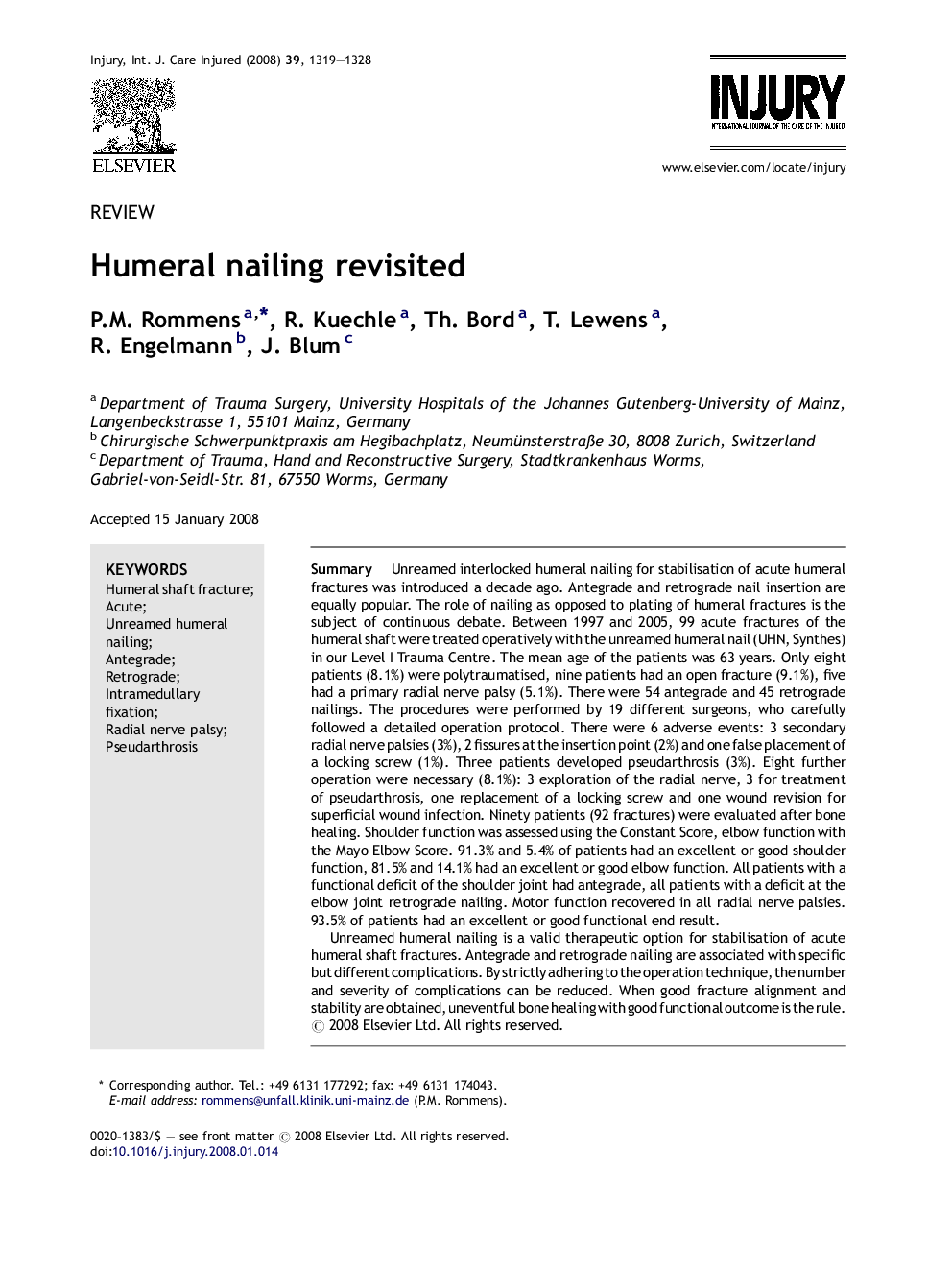 Humeral nailing revisited