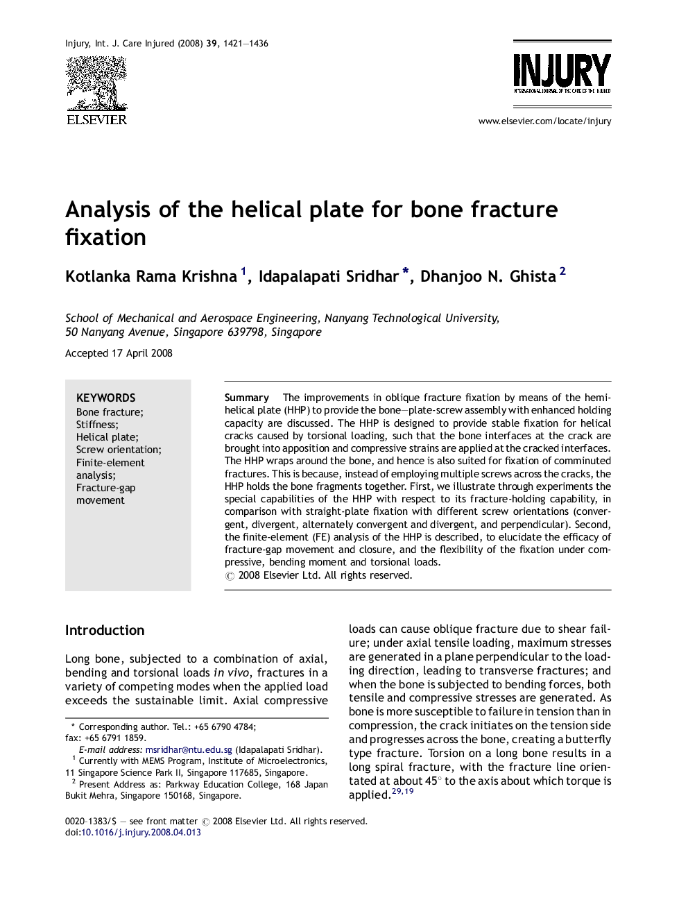 Analysis of the helical plate for bone fracture fixation