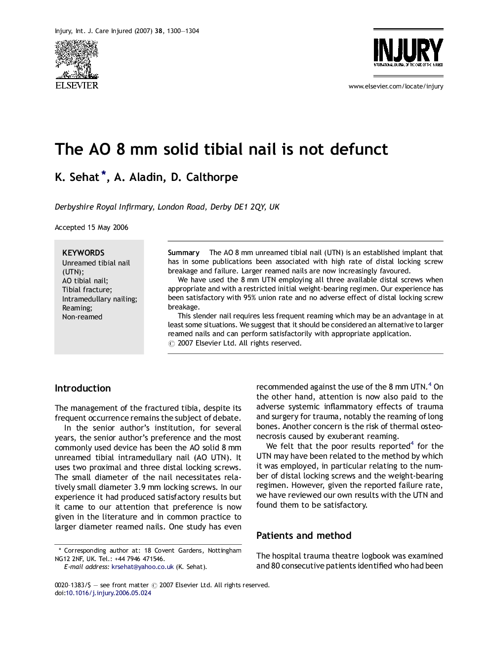 The AO 8 mm solid tibial nail is not defunct