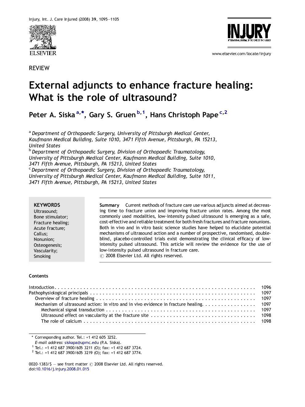 External adjuncts to enhance fracture healing: What is the role of ultrasound?