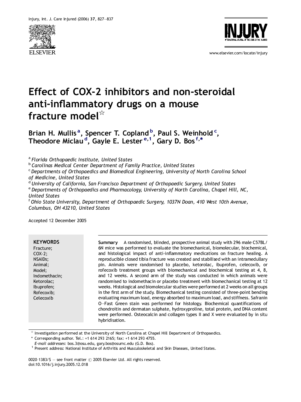 Effect of COX-2 inhibitors and non-steroidal anti-inflammatory drugs on a mouse fracture model 