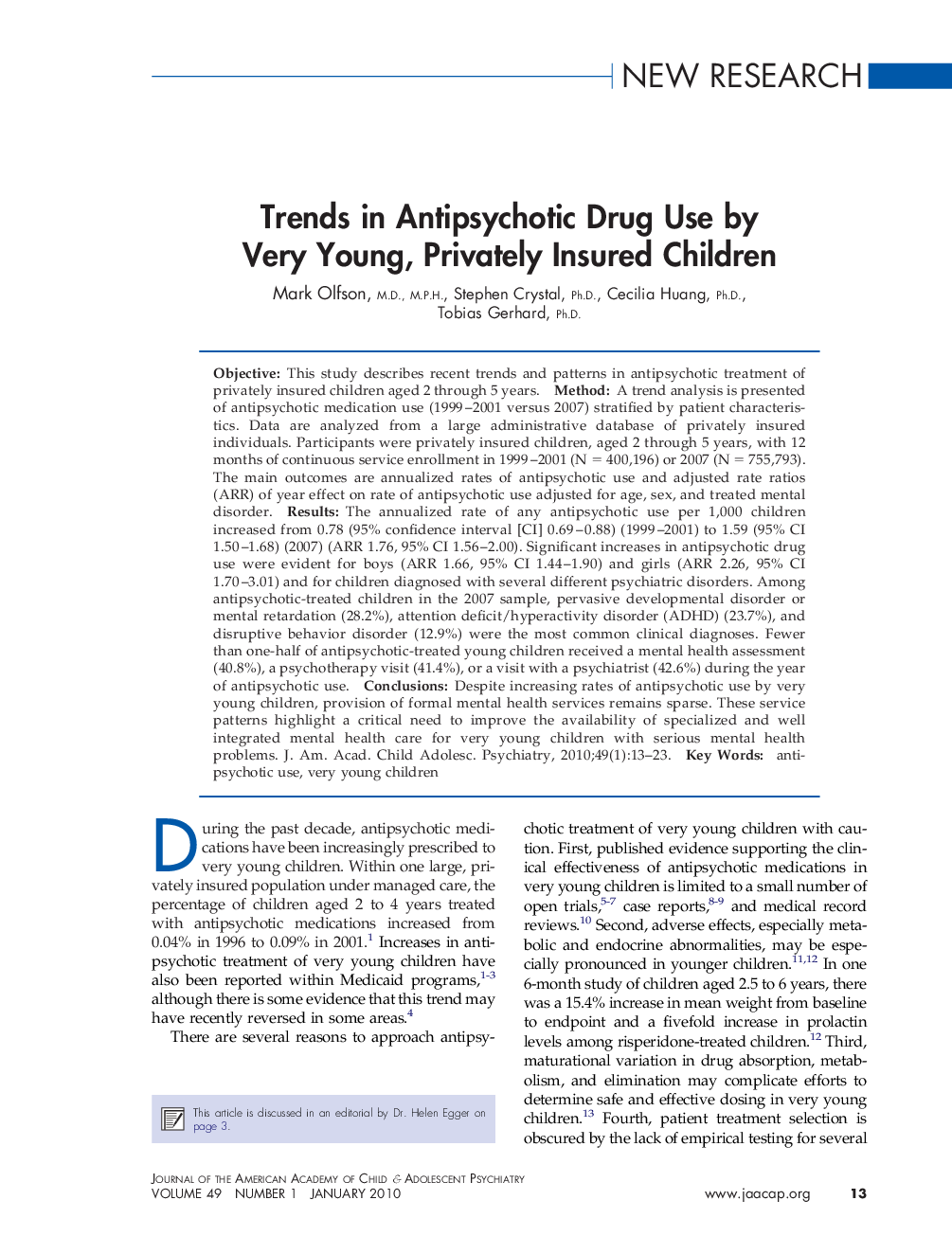 Trends in Antipsychotic Drug Use by Very Young, Privately Insured Children 