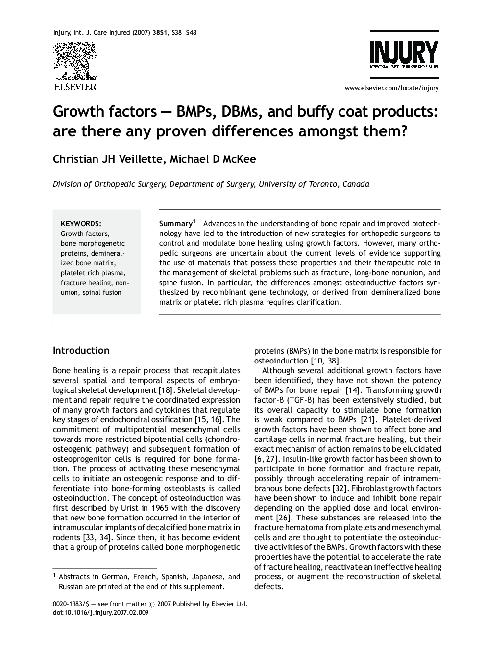 Growth factors — BMPs, DBMs, and buffy coat products: are there any proven differences amongst them? 