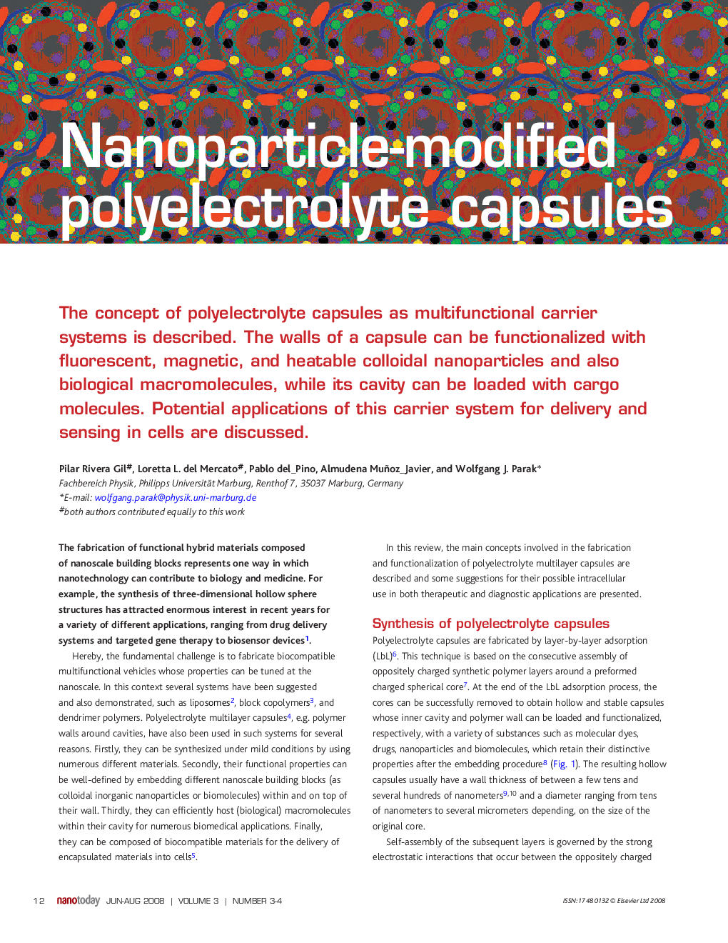 Nanoparticle-modified polyelectrolyte capsules