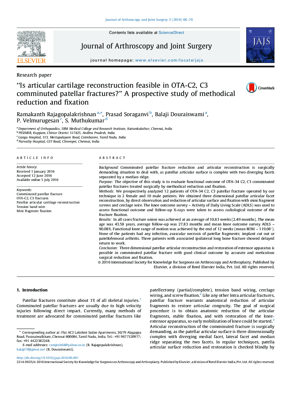 “Is articular cartilage reconstruction feasible in OTA-C2, C3 comminuted patellar fractures?” A prospective study of methodical reduction and fixation