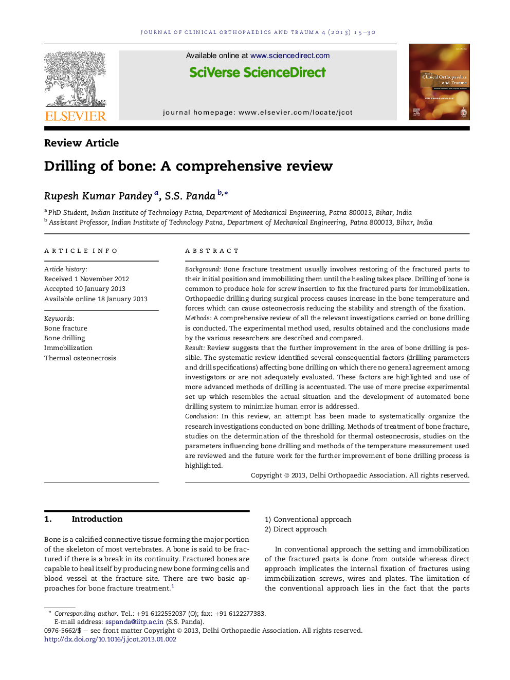 Drilling of bone: A comprehensive review