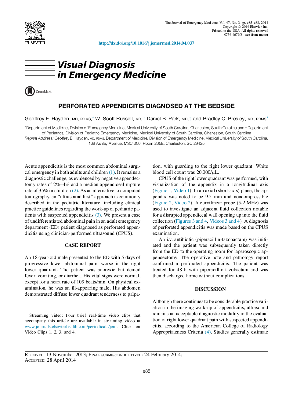 Perforated Appendicitis Diagnosed at the Bedside