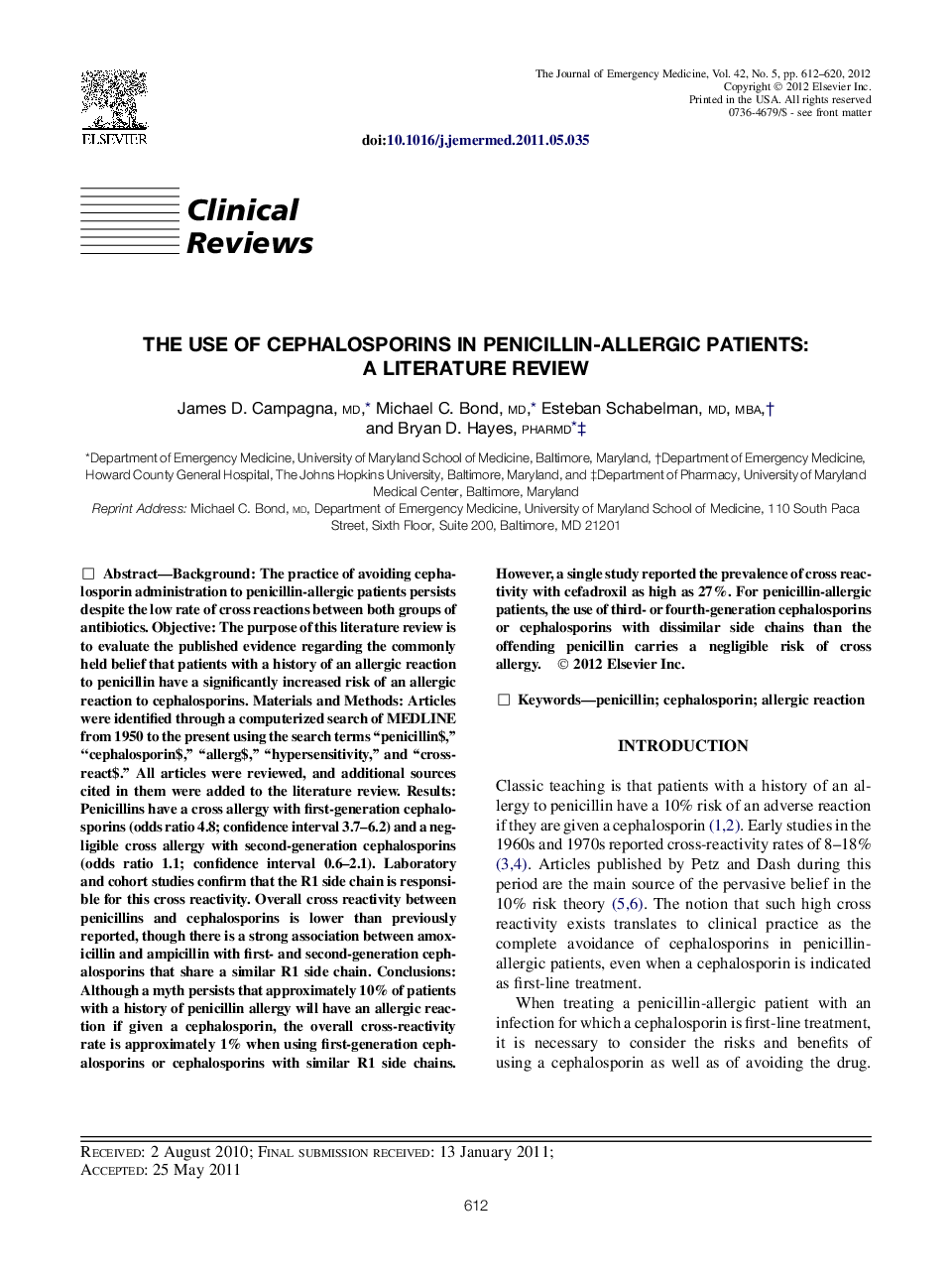 The Use of Cephalosporins in Penicillin-allergic Patients: A Literature Review