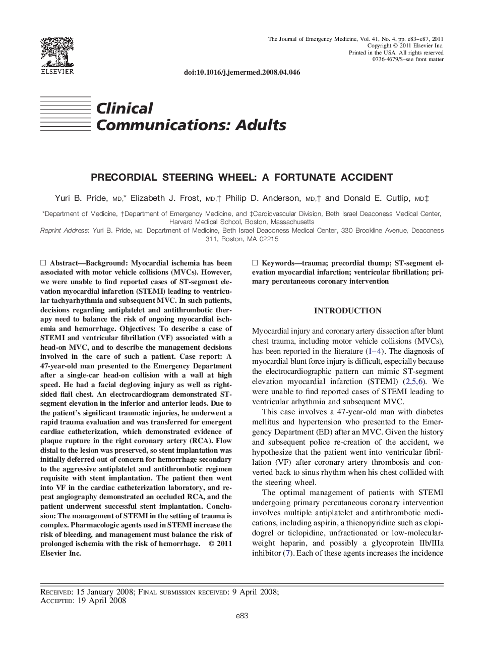 Precordial Steering Wheel: A Fortunate Accident