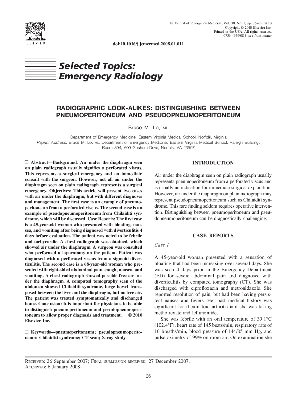 Radiographic Look-Alikes: Distinguishing Between Pneumoperitoneum and Pseudopneumoperitoneum