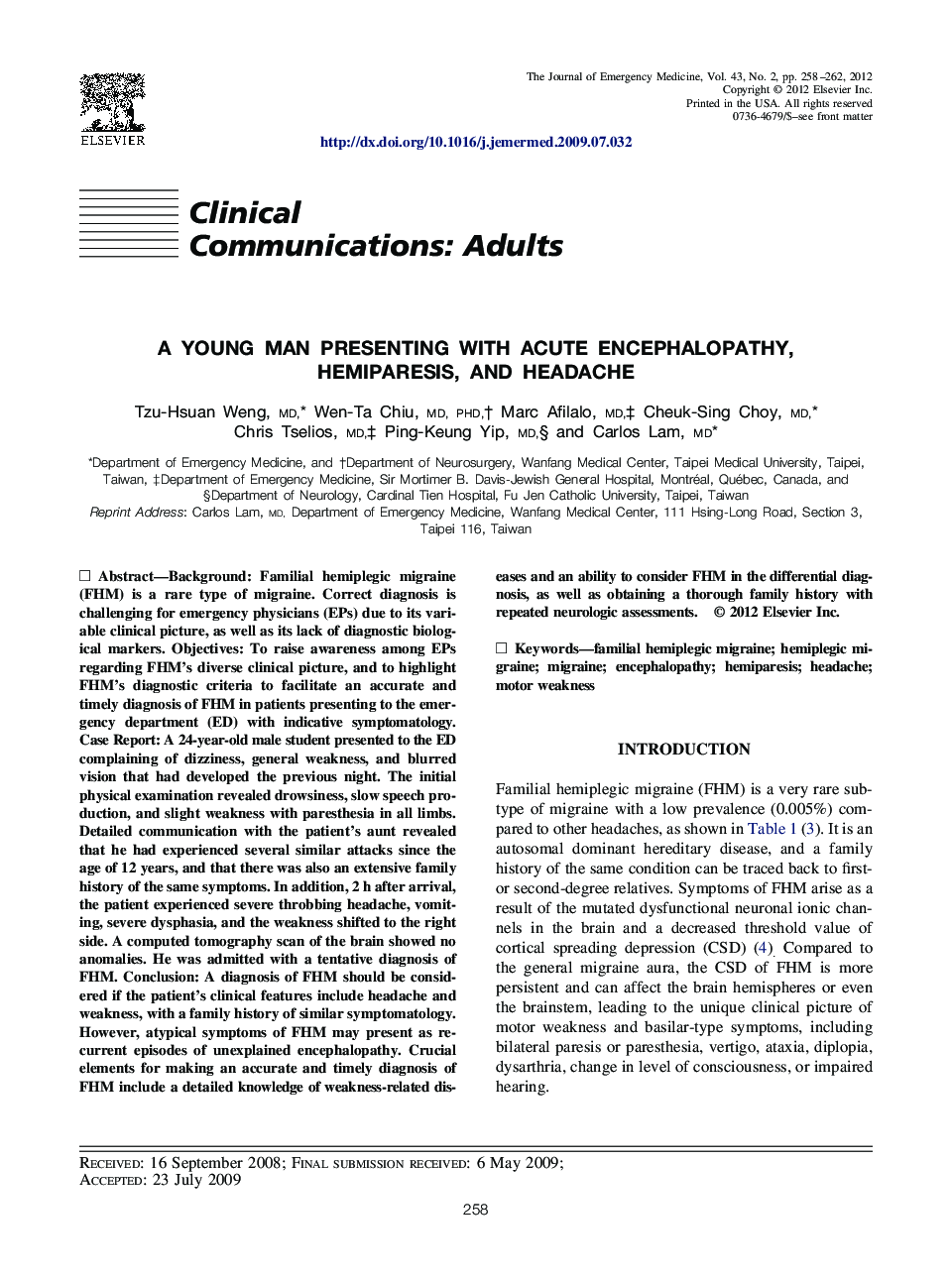 A Young Man Presenting with Acute Encephalopathy, Hemiparesis, and Headache