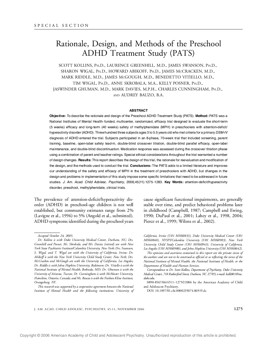 Rationale, Design, and Methods of the Preschool ADHD Treatment Study (PATS) 