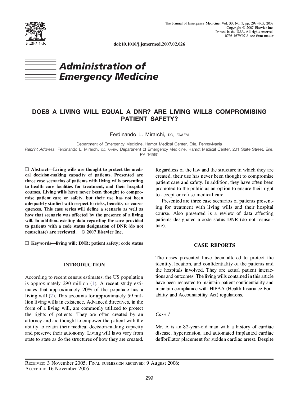 Does a Living Will Equal a DNR? Are Living Wills Compromising Patient Safety?