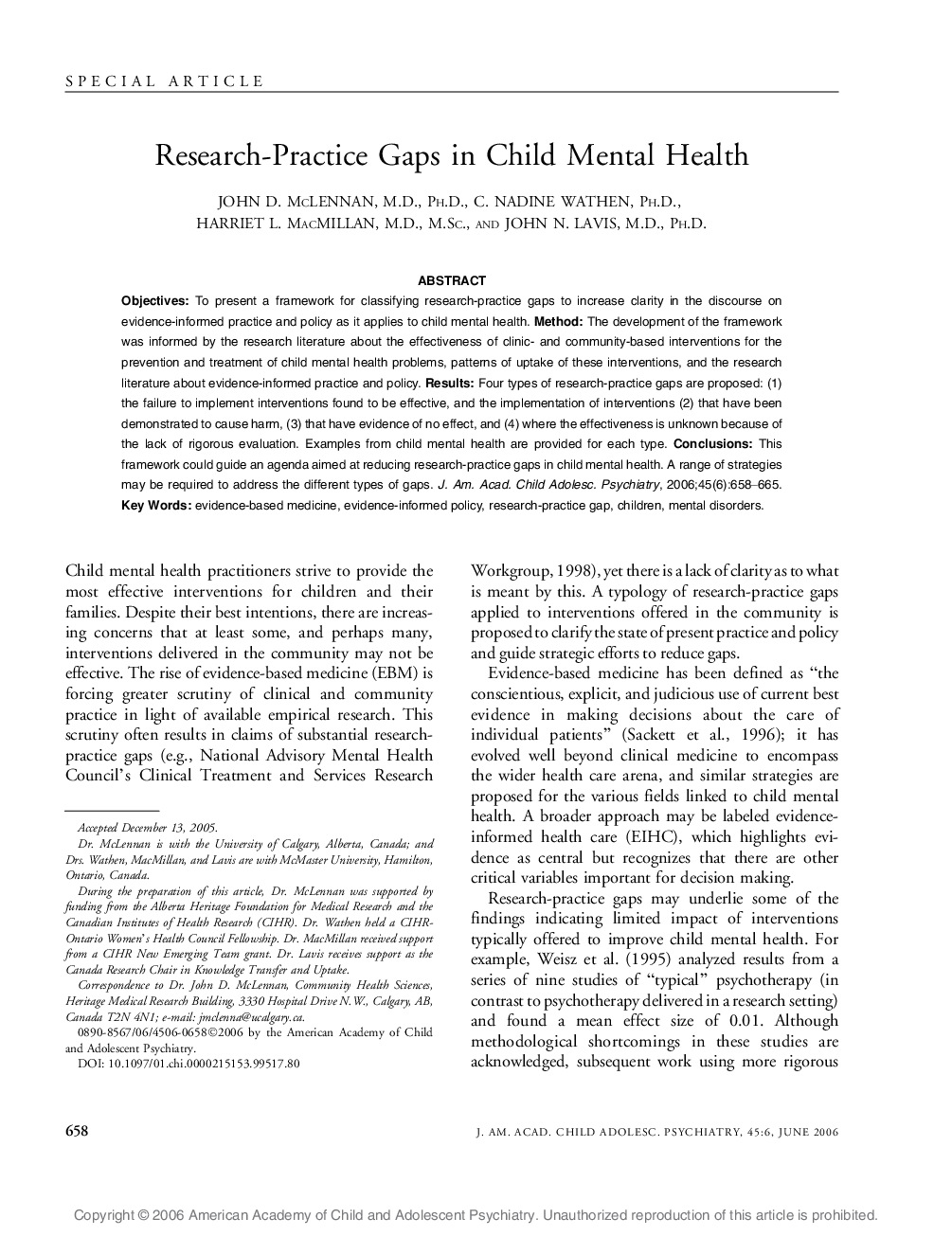 Research-Practice Gaps in Child Mental Health 