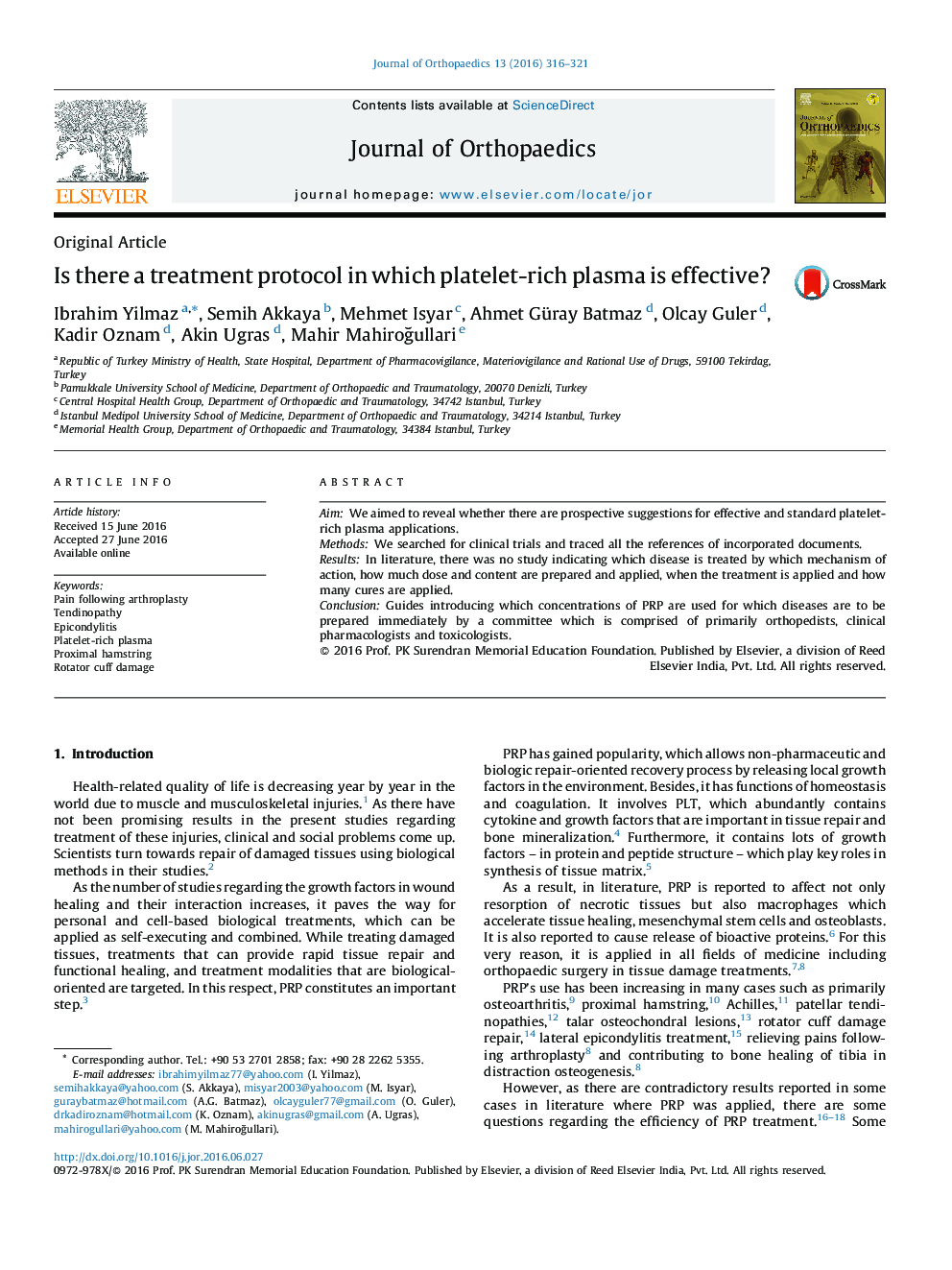 Is there a treatment protocol in which platelet-rich plasma is effective?