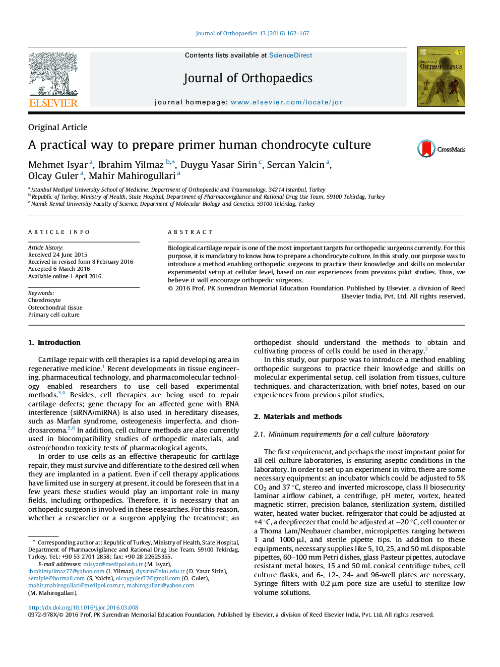 A practical way to prepare primer human chondrocyte culture