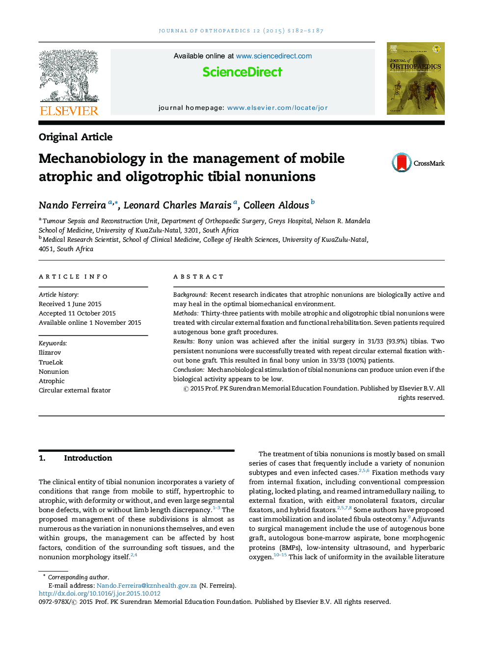 Mechanobiology in the management of mobile atrophic and oligotrophic tibial nonunions