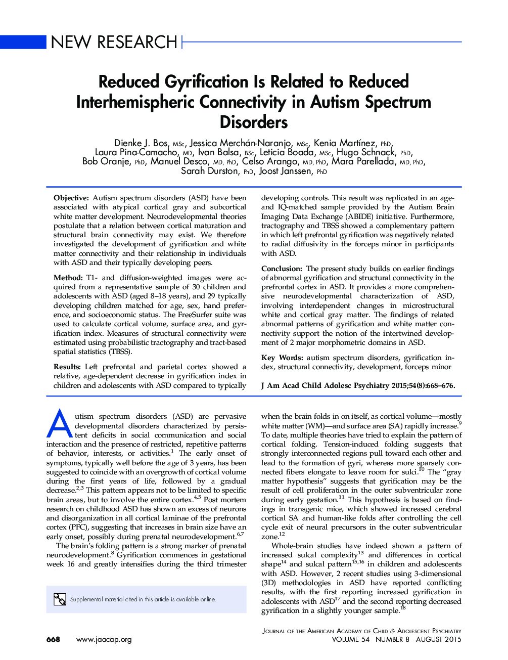 Reduced Gyrification Is Related to Reduced Interhemispheric Connectivity in Autism Spectrum Disorders 