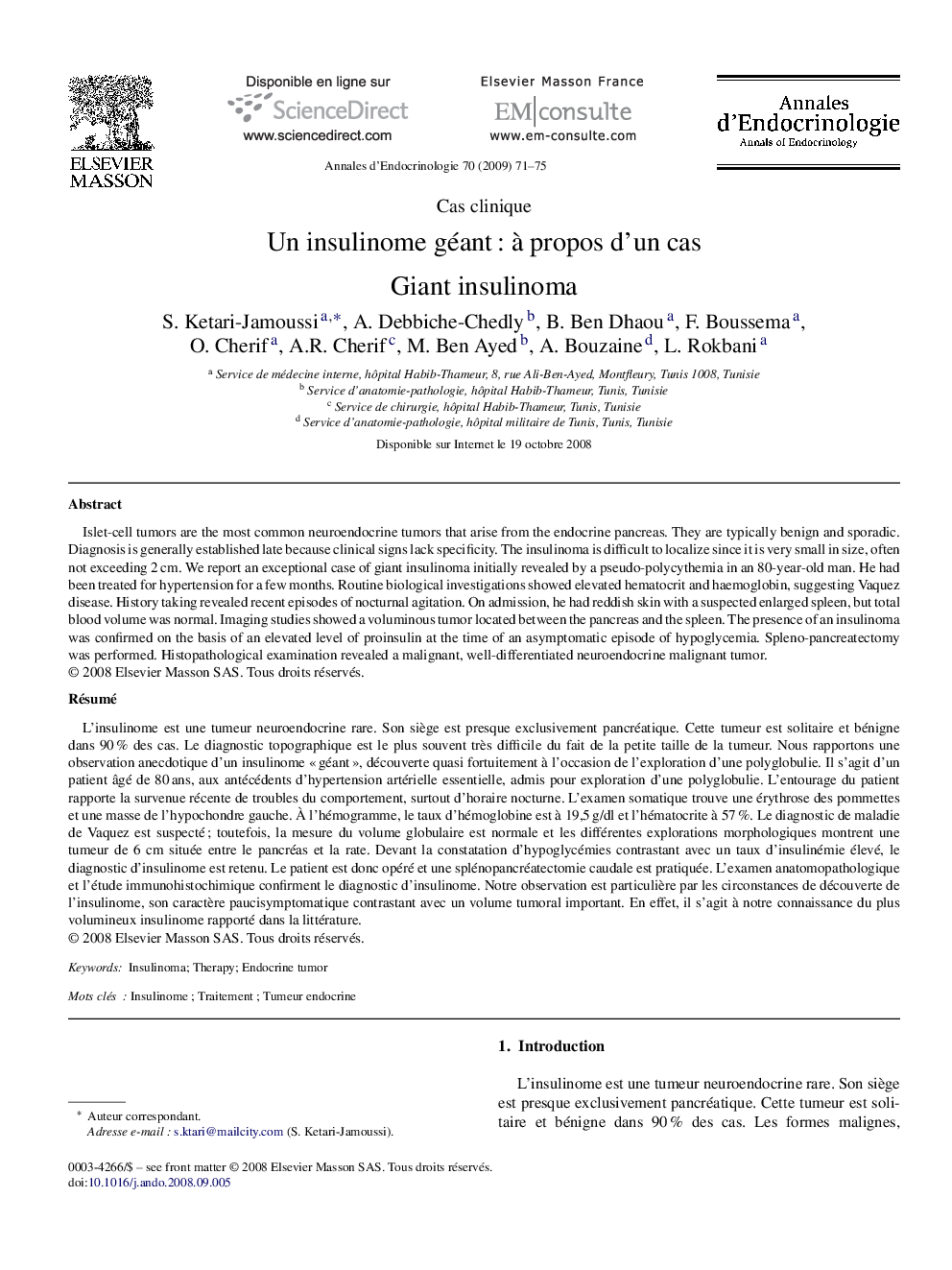 Un insulinome géant : à propos d’un cas