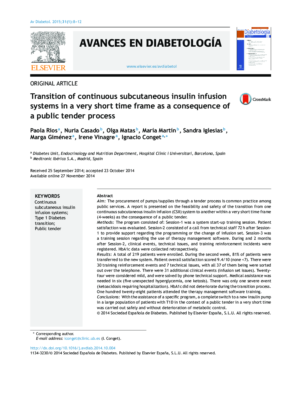 Transition of continuous subcutaneous insulin infusion systems in a very short time frame as a consequence of a public tender process