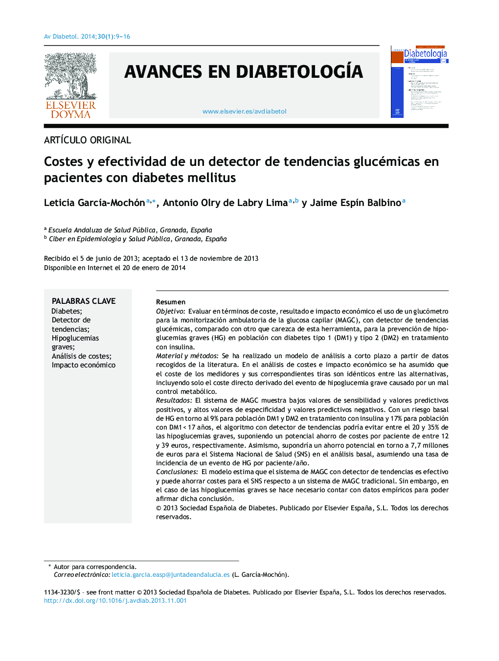 Costes y efectividad de un detector de tendencias glucémicas en pacientes con diabetes mellitus