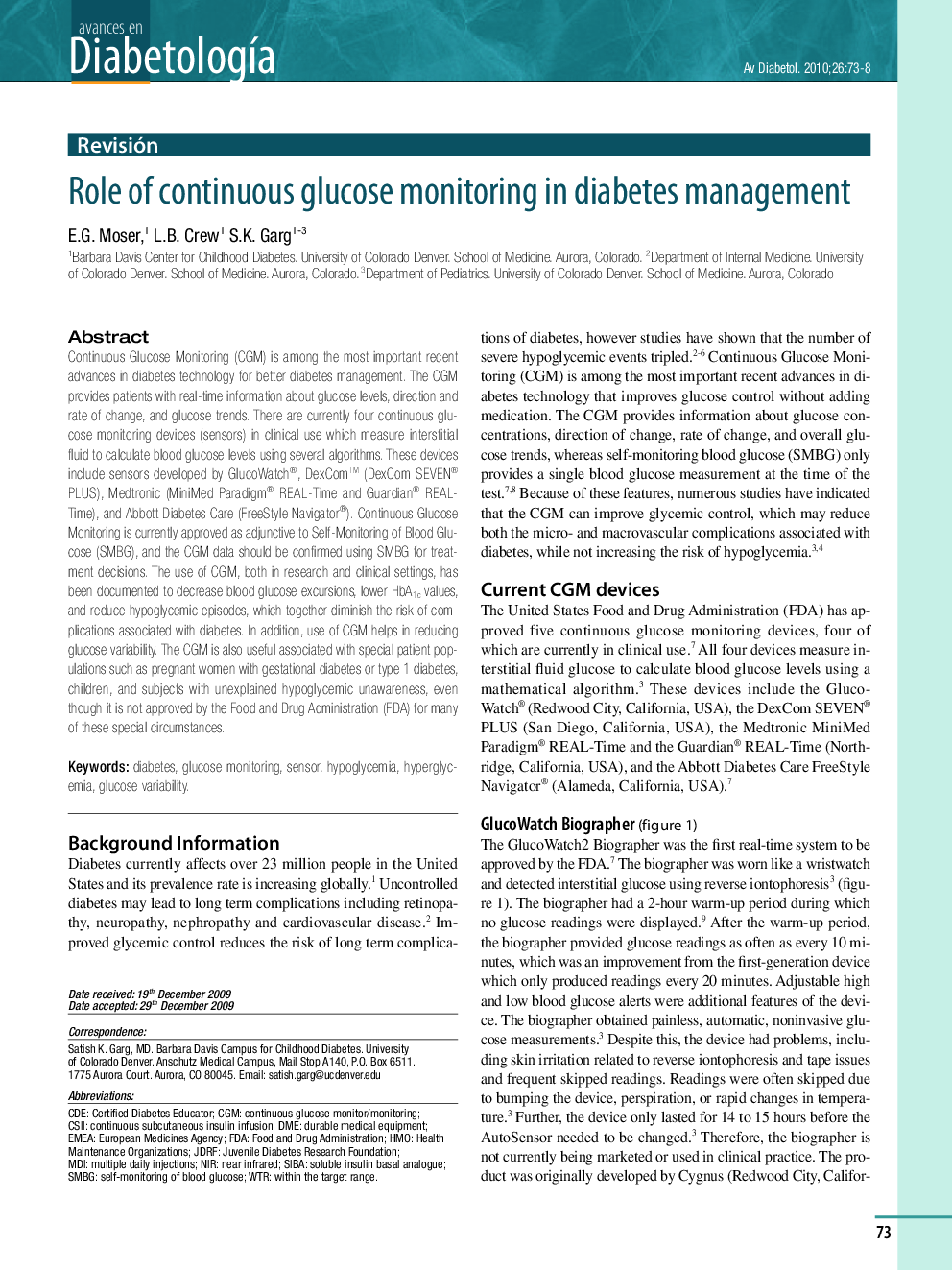 Role of continuous glucose monitoring in diabetes management