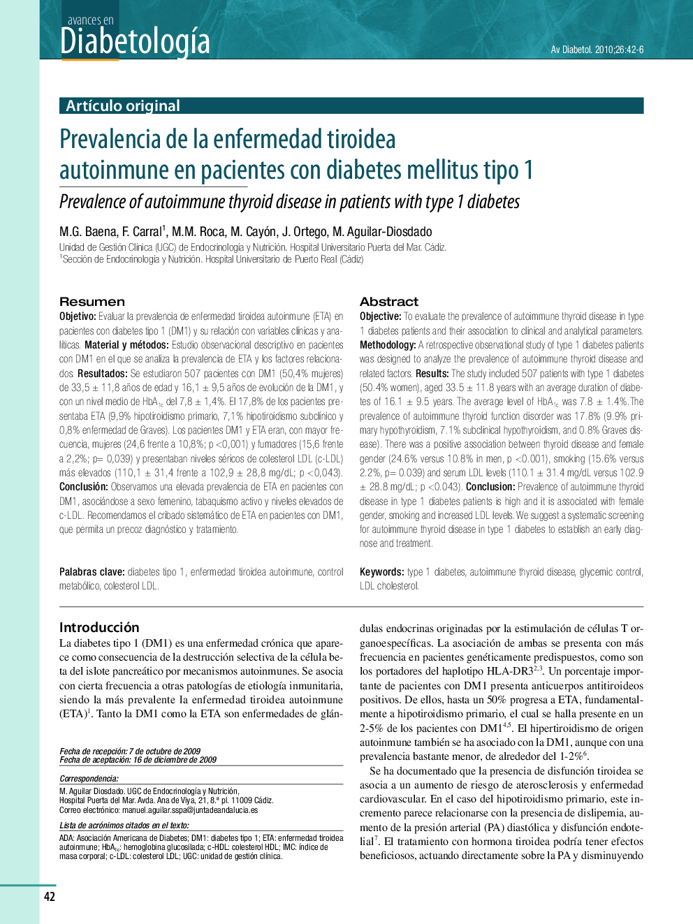 Prevalencia de la enfermedad tiroidea autoinmune en pacientes con diabetes mellitus tipo 1