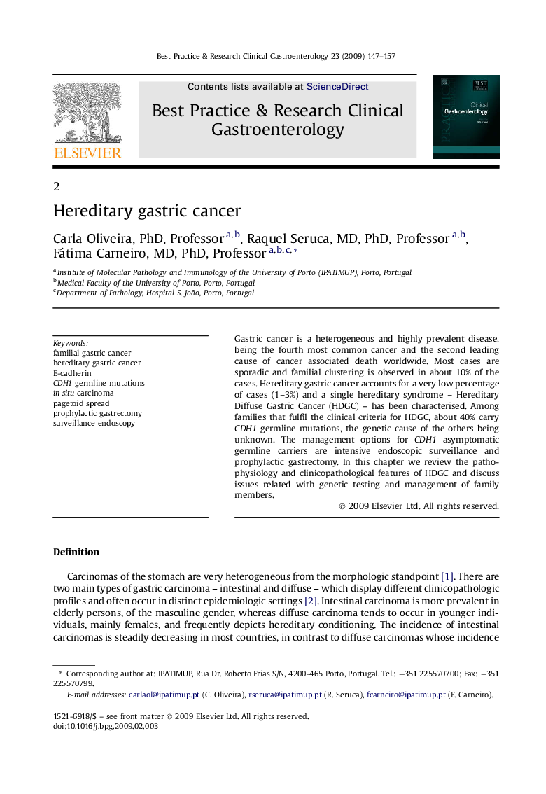 Hereditary gastric cancer