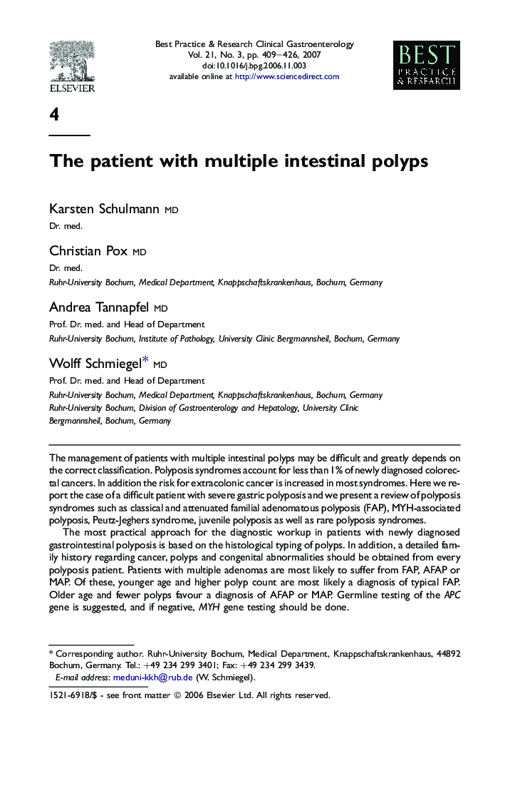 The patient with multiple intestinal polyps