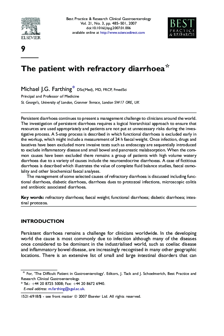 The patient with refractory diarrhoea 