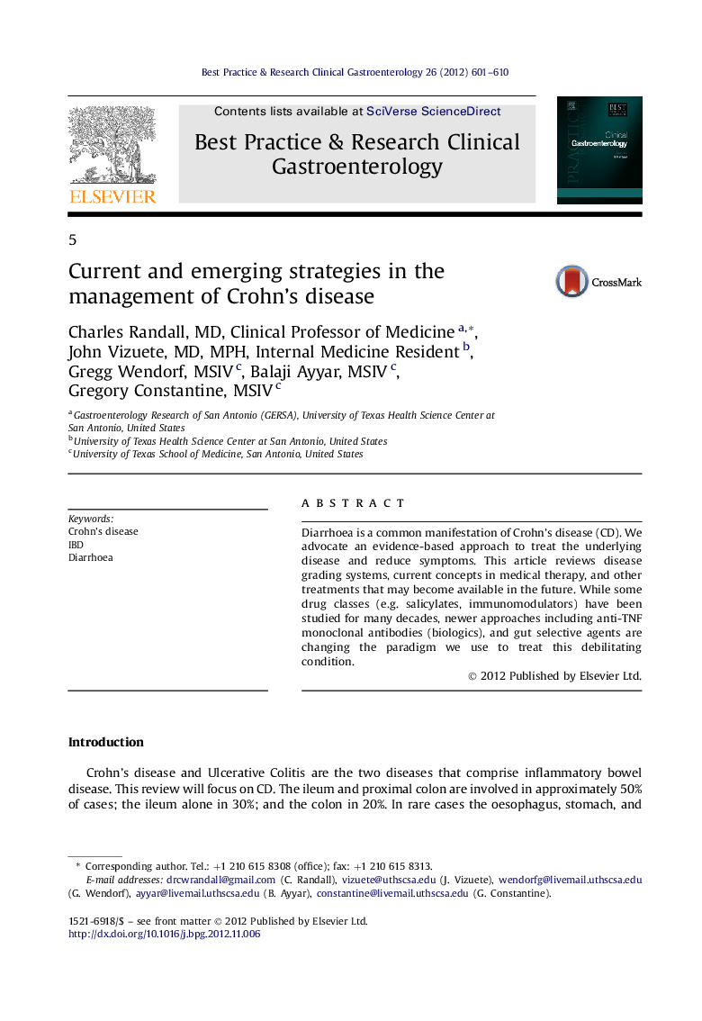 Current and emerging strategies in the management of Crohn's disease