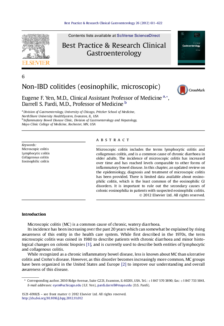 Non-IBD colitides (eosinophilic, microscopic)