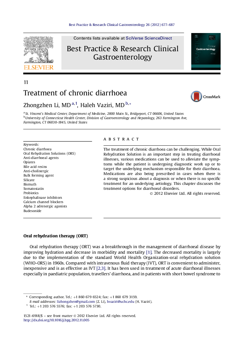 Treatment of chronic diarrhoea