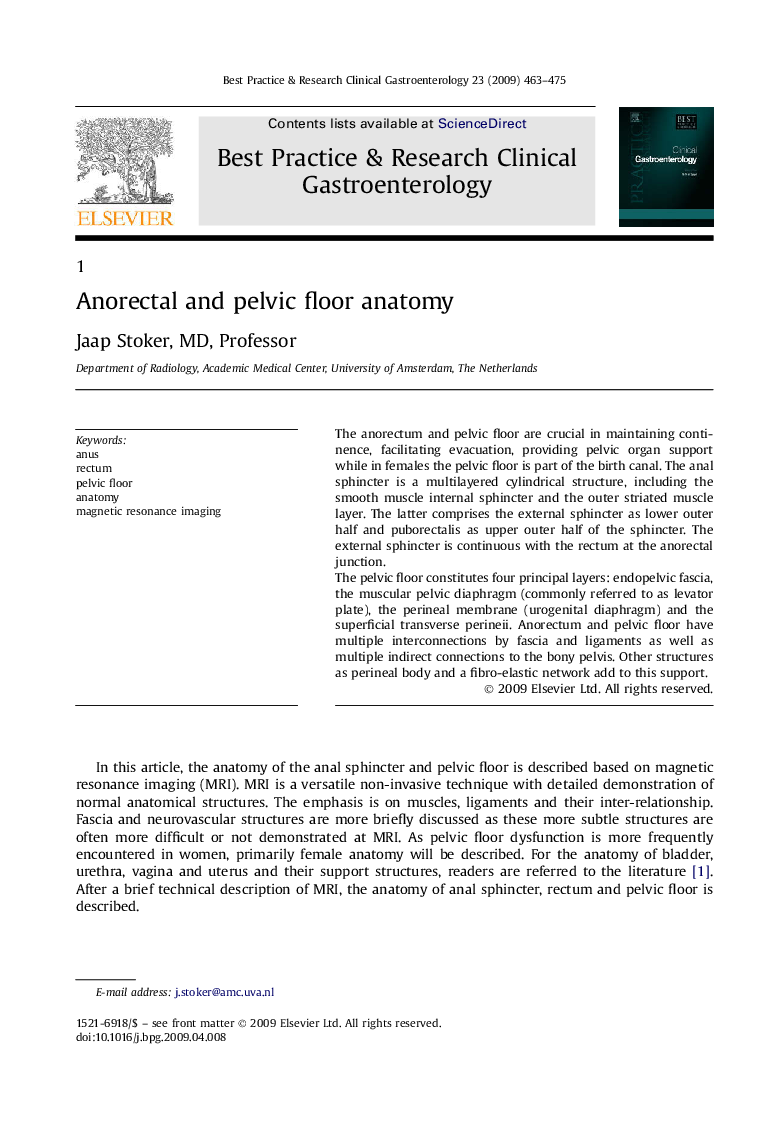 Anorectal and pelvic floor anatomy