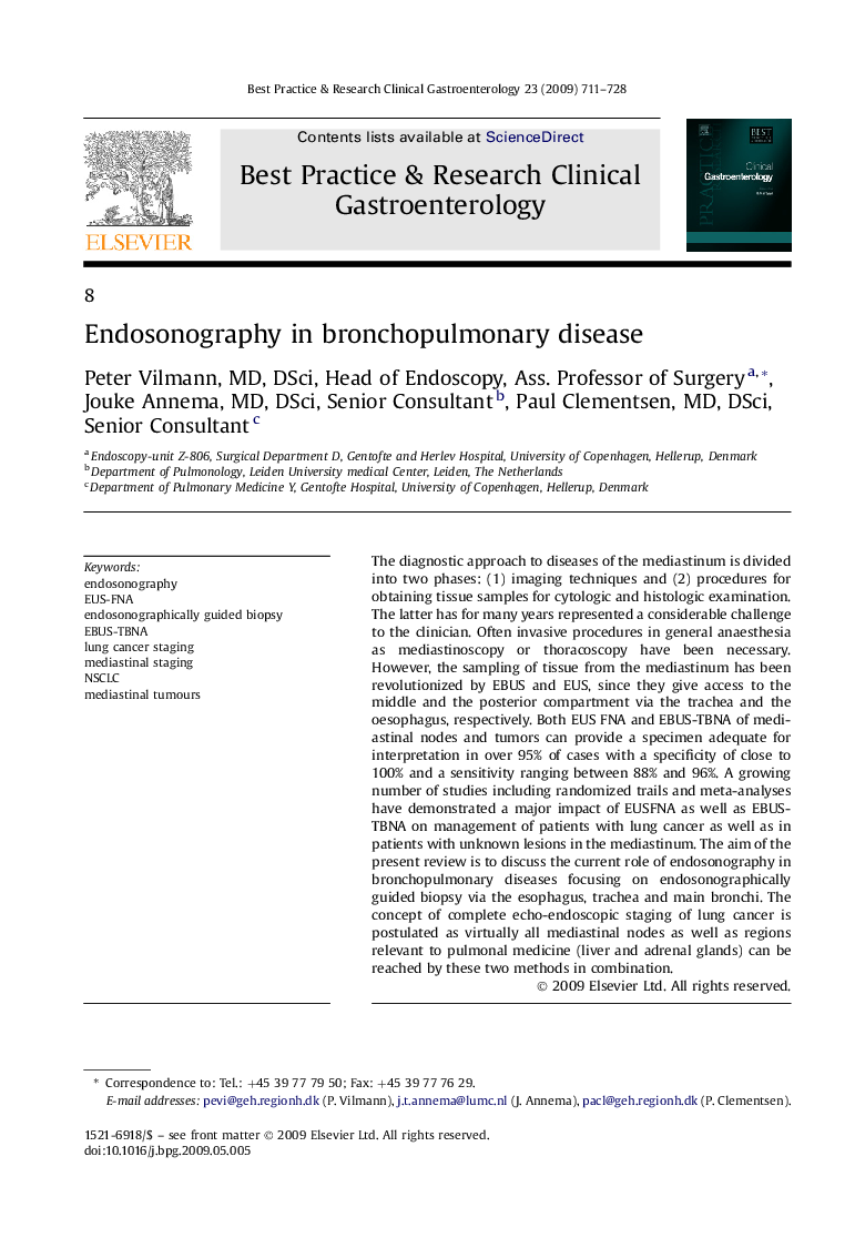 Endosonography in bronchopulmonary disease