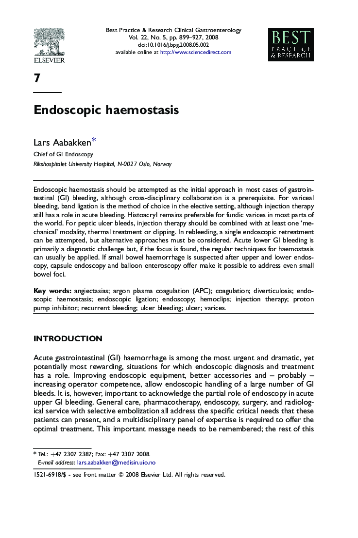 Endoscopic haemostasis