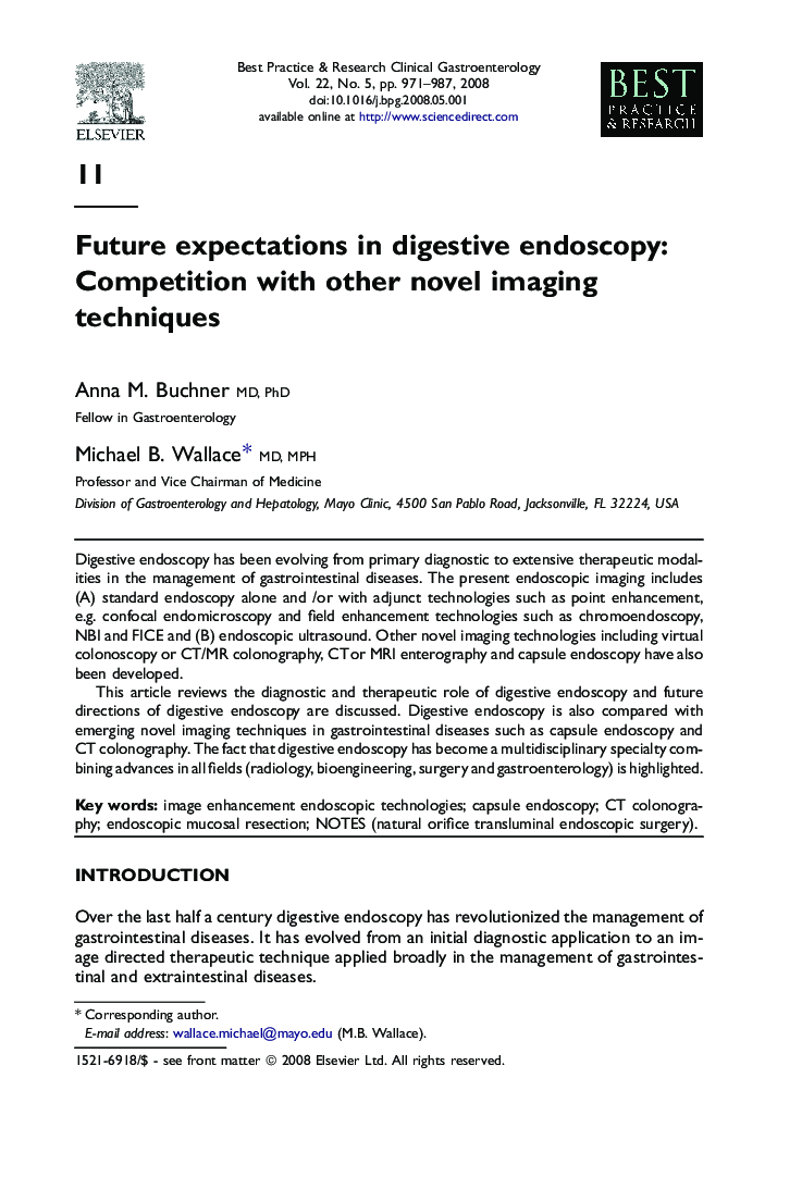 Future expectations in digestive endoscopy: Competition with other novel imaging techniques