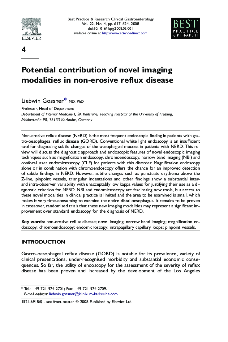 Potential contribution of novel imaging modalities in non-erosive reflux disease