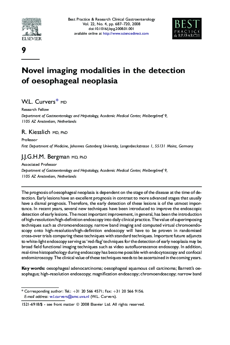 Novel imaging modalities in the detection of oesophageal neoplasia