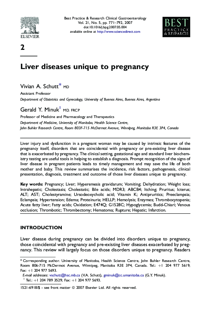 Liver diseases unique to pregnancy