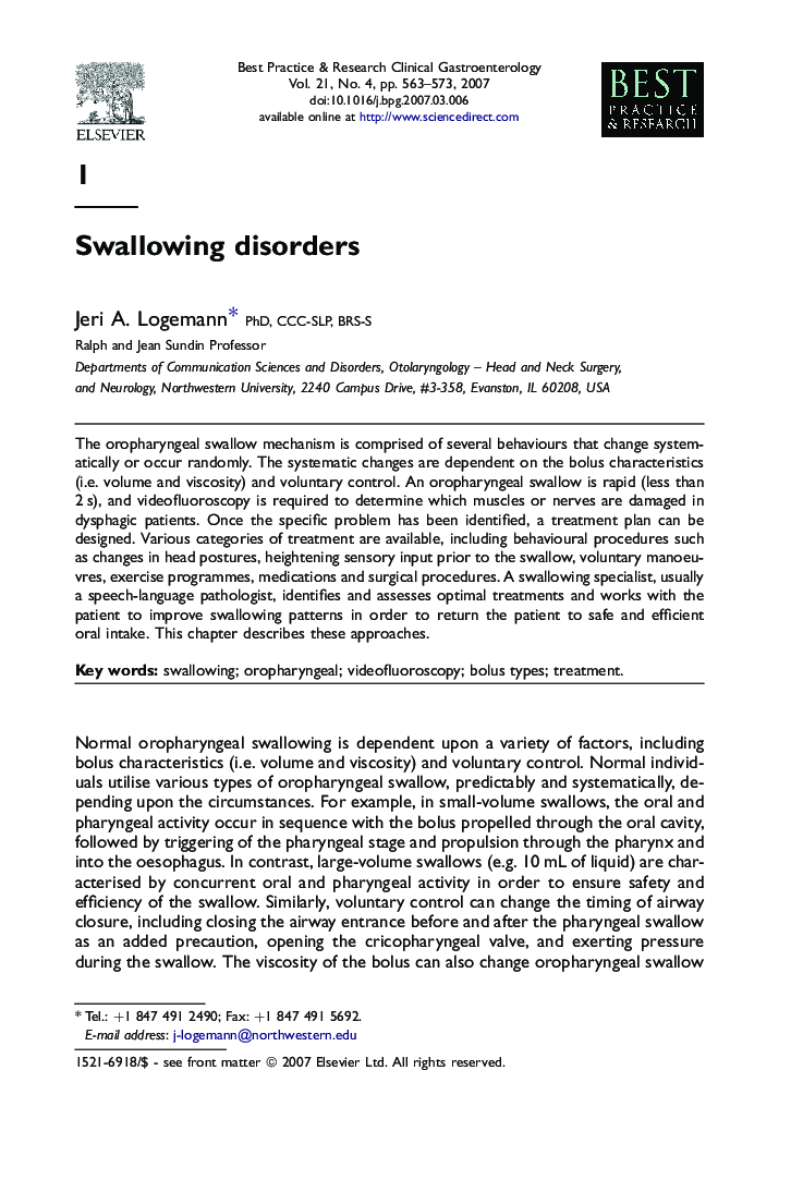 Swallowing disorders