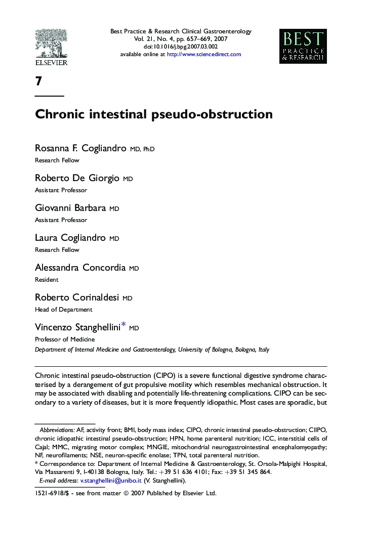 Chronic intestinal pseudo-obstruction