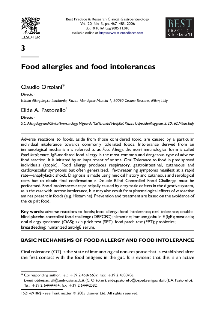 Food allergies and food intolerances