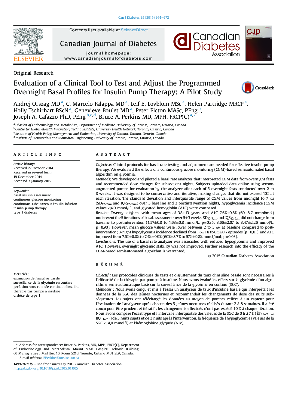 ارزیابی یک ابزار بالینی برای تست و تنظیم پرونده های اساسی شبانه برنامه ریزی شده برای پمپ های انسولین درمانی: یک مطالعه خلبان 