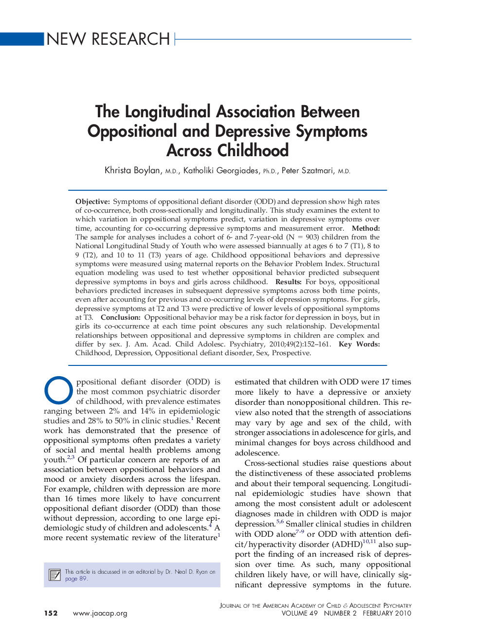 The Longitudinal Association Between Oppositional and Depressive Symptoms Across Childhood 